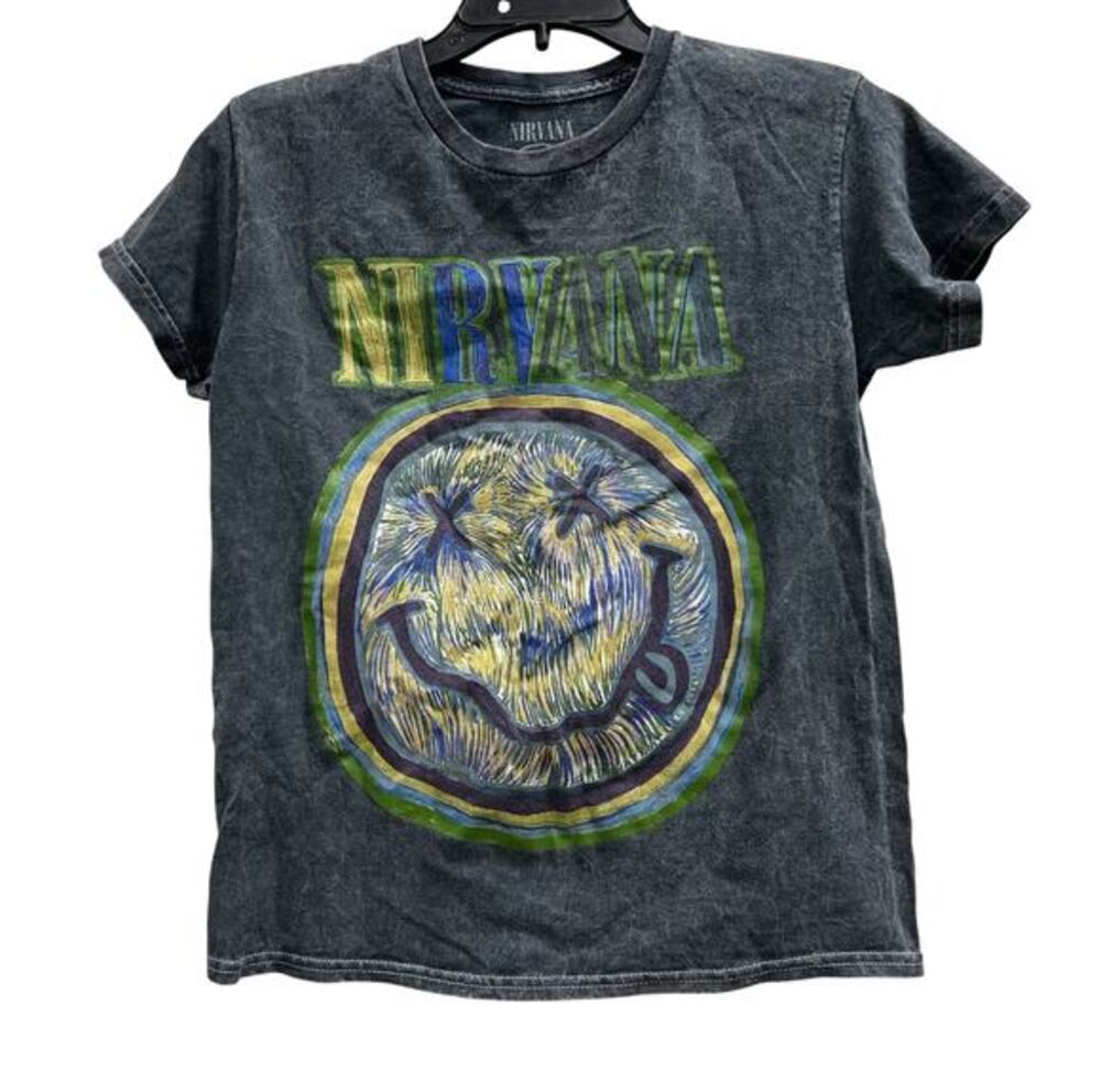 Nirvana youth smiley gay strong wash band tee SZ S